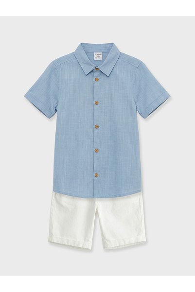 LC Waikiki Set Cămașă cu Mânecă Scurtă și Pantaloni Scurți pentru Băieți