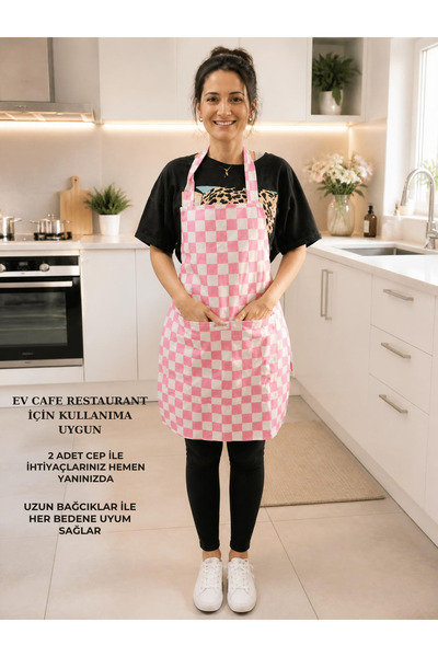 KidsJune Cepli Şef Garson Kafe Aşçı Barista Siyah Pembe Mutfak Önlüğü Masterchef Cafe Apron Restaurant