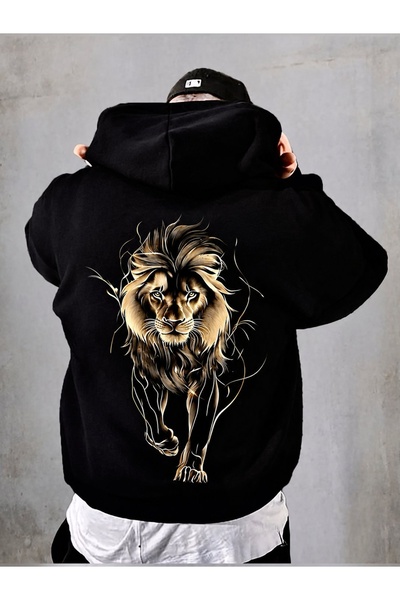 barsdepo Lion Printed Sweatshirt Hoodie 100% Cotton (with a Surprise Gift)