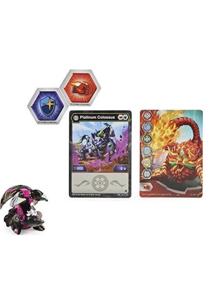 BAKUGAN Figurina Evolutions Platinum Series, Colossus, Negru-Mov, 6 cm