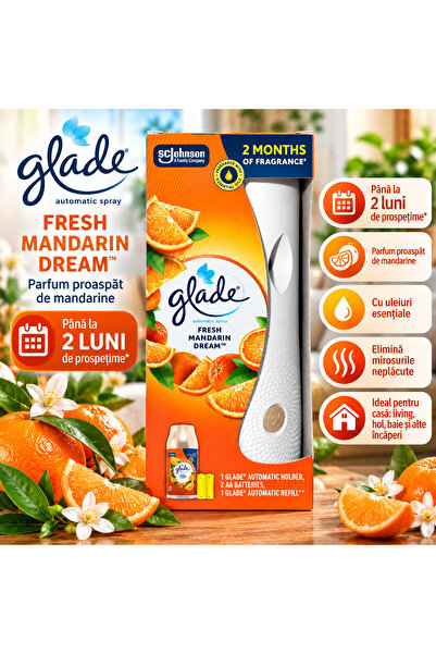 Glade Automatic Spray Fresh Mandarin Dream – Odorizant Automat de Cameră, Set...