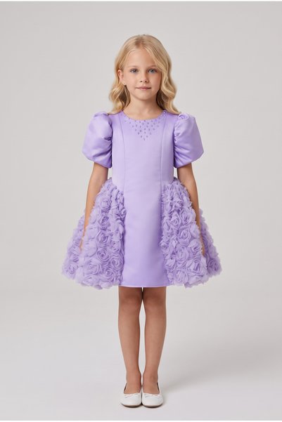 zühre balaban Lilac Rose Detailed Girls' Evening Dress
