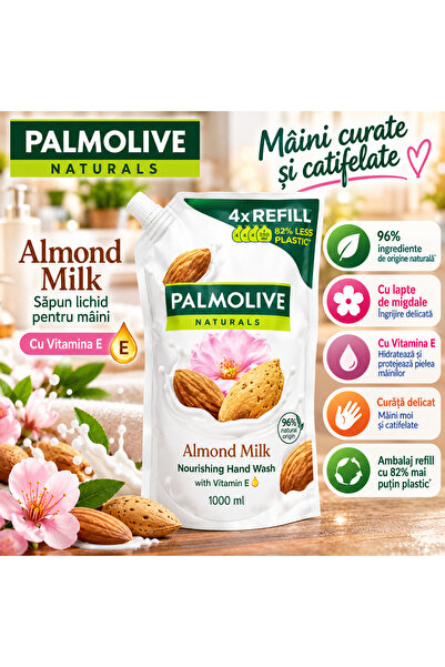Palmolive Naturals Almond Milk – Săpun Lichid pentru Mâini, Refill 1000 ml, c...