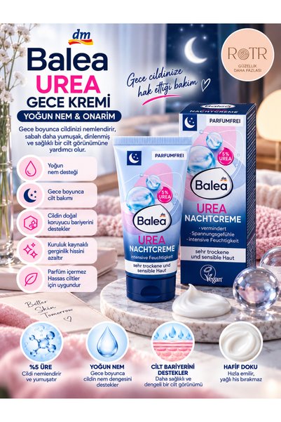 BALEA Urea %5 Nemlendirici Gece Kremi – Çok Kuru ve Hassas Ciltler İçin Yoğun...
