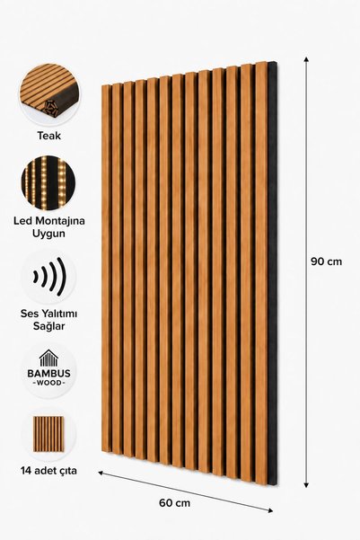 Bambus Fit Dekoratif Çıtalı Mdf Akustik Duvar Paneli Akustik Ahşap Duvar Kapl...
