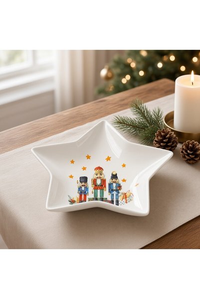 Ornament24 Platou adanc pentru servire masa de Craciun, in forma de stea, por...