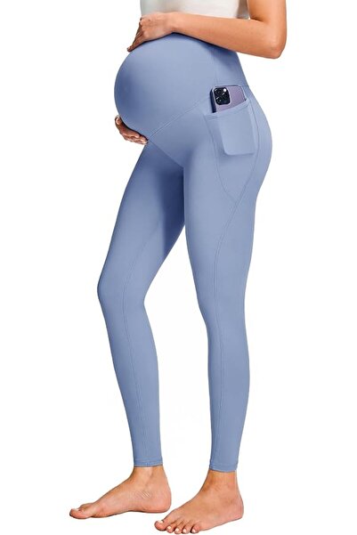 JOYSPELS Maternity Leggings Over The Belly with Pockets Non-See-Through Worko...