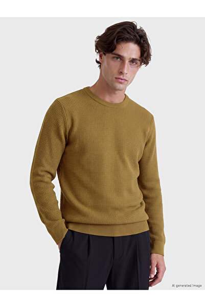 LC Waikiki Ozmarka New Season Yellow Crew Neck Men's Knitwear Sweater
