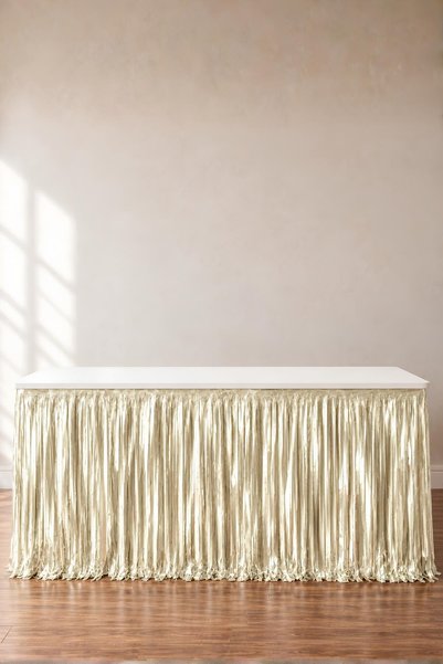 Patladı Gitti Metalize Masa Eteği Krem 70x300 cm