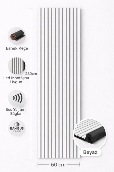 Bambus Fit Dekoratif Çıtalı Mdf Akustik Duvar Paneli Akustik Ahşap Duvar Kapl...