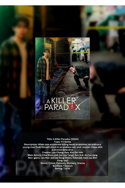 OEM Poster Infografic A Killer Paradox, Arta Vizuala Thriller, Carton 250g, A4