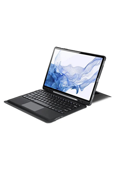 Global DUX DUCIS Galaxy Tab S8+ / S7+ / S7 FE İçin Ayrılabilir Bluetooth Klavye Touchpad PU Deri Kılıf-(57