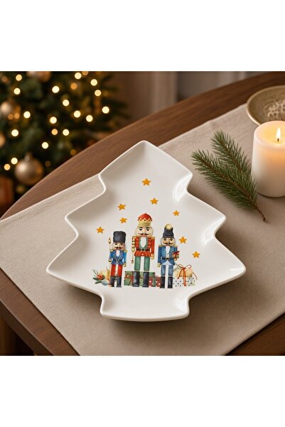 Ornament24 Platou adanc pentru masa de Craciun, in forma de brad, portelan, m...