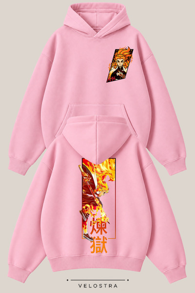 Velostra Unisex majica sa kapuljačom Demon Slayer Rengoku, sa printom na pred...