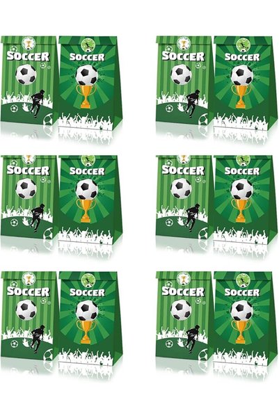 EXCEFORE Paper Party Gift Bags, 12 Pcs Soccer Party Candy Bags, Collection Pa...