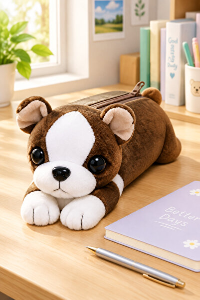 BBS Cute Dog Design Plush Pencil Holder - Soft Textured Kawaii School Pencil ...