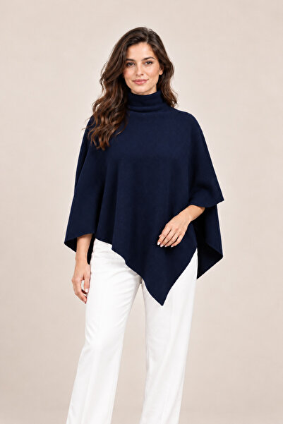 Sebir Moda Poncho tricotat cu guler înalt