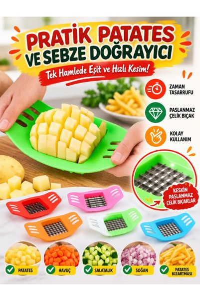 mucit home Kızartmalık Parmak Patates Doğrayıcı Elma Dilimleyici Bıçak Aparat...