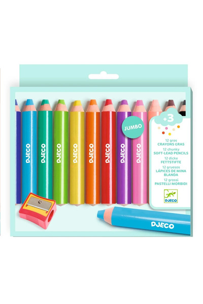 djeco Set 12 creioane colorate cu ascutitoare,