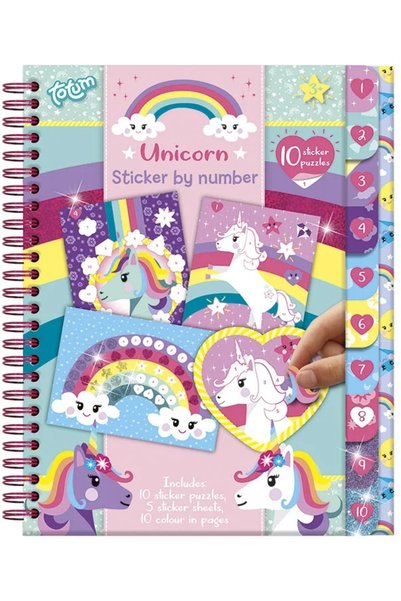 Totum Set creativ cu abtibilduri cu unicorni, lipeste pe numere