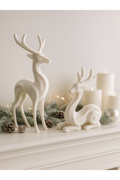 Genel Markalar 🦌 Minimalist İkili Geyik Dekoratif Figür Seti ❄️