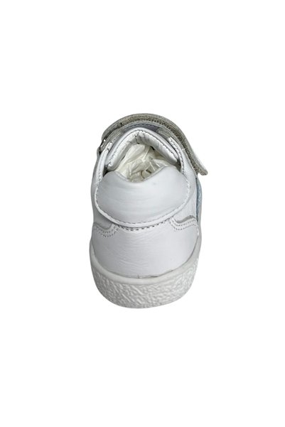şenler bebe world kids Men's First Step Sneakers – White-Light Blue Genuine Leather