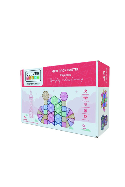 Cleverclixx Jocuri magnetice de construit Pastel 45 piese,