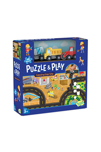 Peaceable Kingdom Joc 2 în 1 Puzzle și joacă: Pe santier
