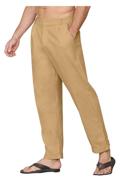 OEM Pantaloni de in pentru bărbați, ușori, lejeri, cu șnur, de vară, casual d...