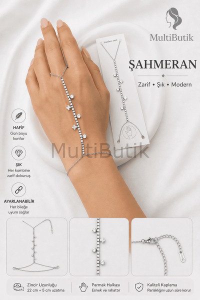 Multi JEWEL خاتم زركون سو ميول على شكل فراشة ذهبي/فضي من الفولاذ - فضي