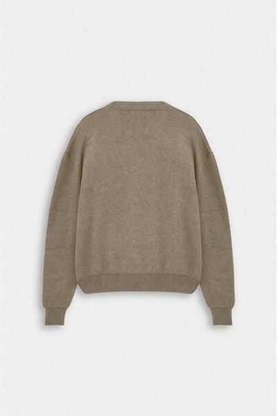 GIESTO Bisiklet Yaka Crop Fit Haki Triko Kazak