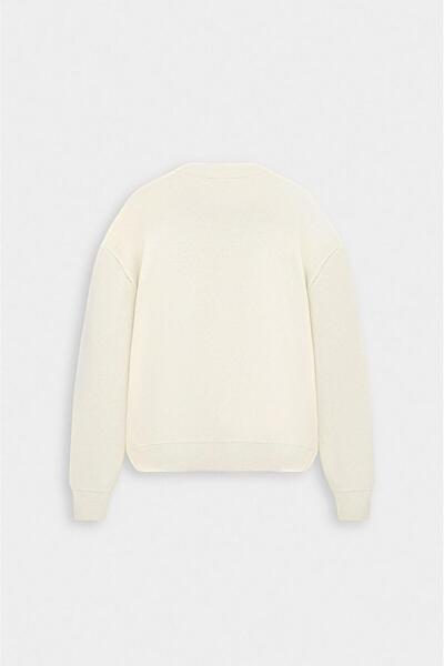 GIESTO Bisiklet Yaka Crop Fit Ekru Triko Kazak