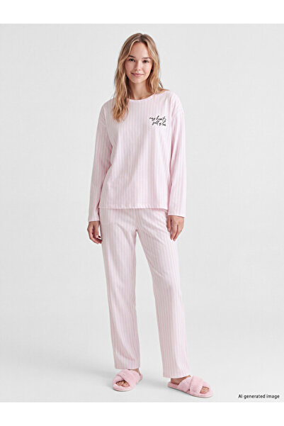 LC Waikiki Timeless Clothing & Timeless Choices Zero Roba Collar Striped Wome...
