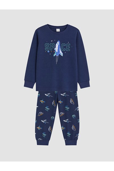 LC Waikiki Rmz Gi̇yi̇m Farkiyla Printed Boys' Pajama Set