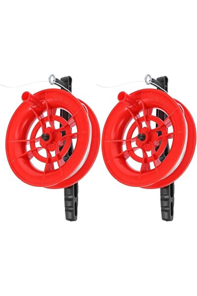 Yelajoy 2 Pcs Red Winder Winding Reel with 100M Kite String, Durable Sturdy P...