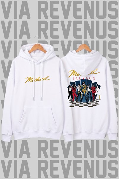 Vordevia Hanorac unisex cu glugă și imprimeu Michael, cu croială largă
