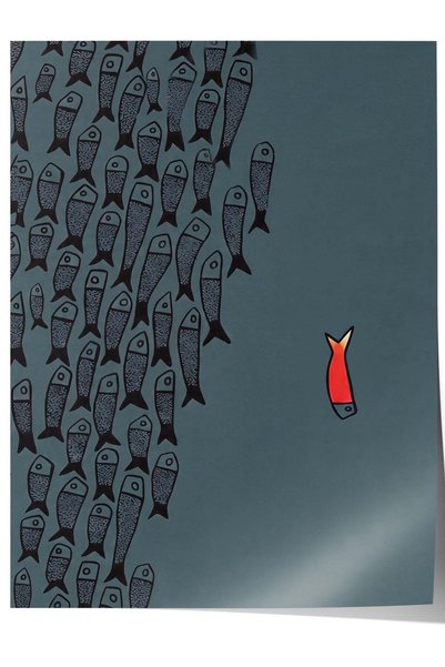 Postifull Poster fără ramă cu ilustrație de pești în culori variate, nr. 160418