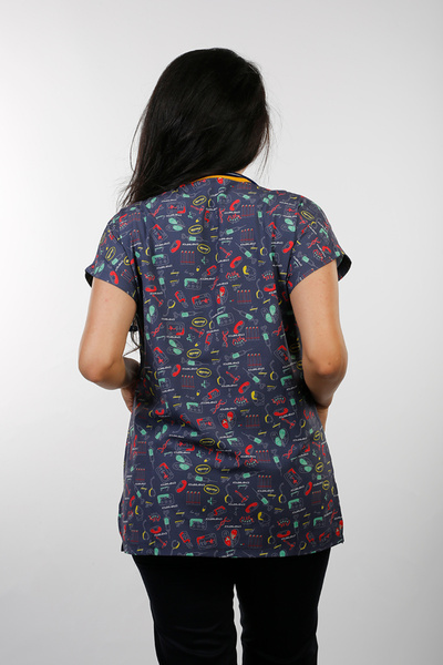 EMİR MEDİKAL (E-Flex) Women's Akci̇ğer Patterned Doctor Nurse Hospital Veterinary Scrubs Single Top Uniform
