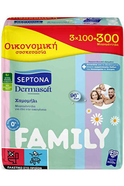 Septona Dermasoft Μαντηλάκια Μωρού Χαμομήλι για Ολόκληρη την Οικογένεια 3 x 1...