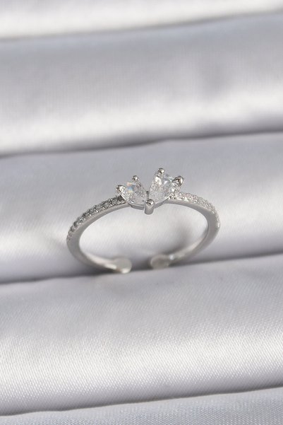 Toptan Bulurum Brass Silver Color Adjustable Zircon Stone Heart Model Women's...