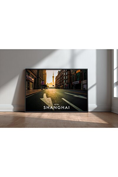 KEYFHOME Shanghai City No 2 Tablou MDF înrămat Poster Living Decor de perete ...