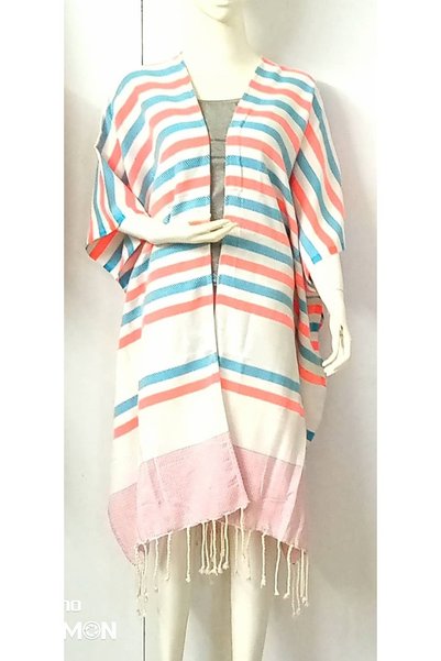 Sand & Sol Ocean Breeze Wavelux Beach Poncho Blue Red - 100% Recycled Cotton