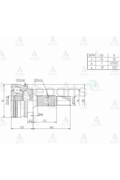 MAHER Aks Kafası Diş Yaris 2003-2005 Absli 48 Diş 1.0 1SZFE SCP10 24X28X56