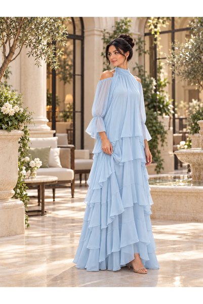 NAQWA FASHION Baby Blue Maternity Dress