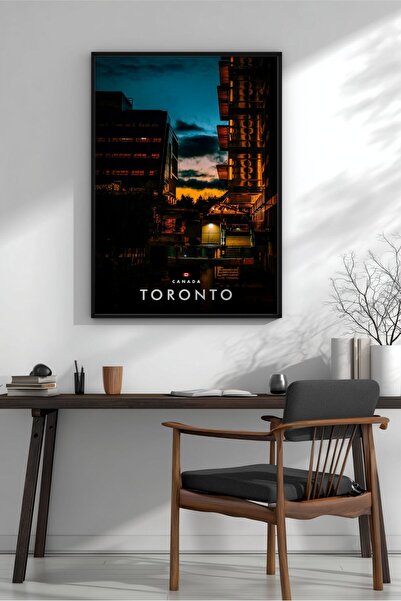 KEYFHOME Toronto Evening City View Tablou MDF înrămat Poster Living Room Wall...