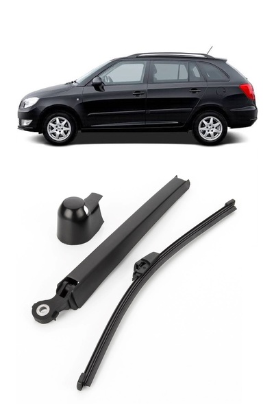 cme parts Skoda Fabia 2 Combi (Station Wagon) 2007-2014 Uyumlu Arka Cam Silecek Kolu Ve Süpürgesi Kapak Takım 1T0955707C