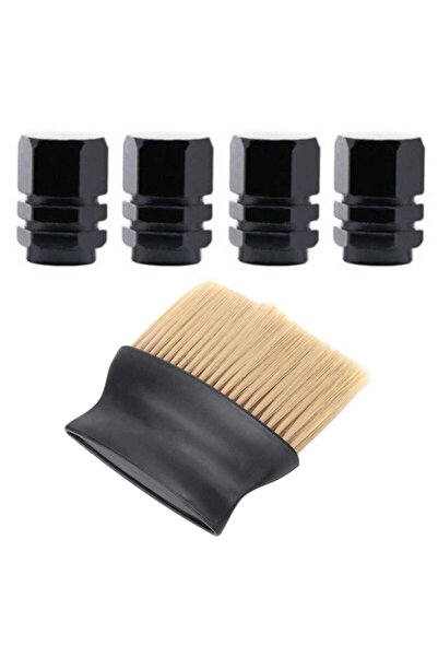 OEM Set 4 Capace Hexagonale pentru Valve Auto, din Aluminiu, 1.8 cm, Negru si...