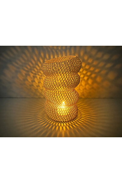 ELİSY 3D Printed Mesh Patterned Decorative Vase and Lighting Body - Modern La...