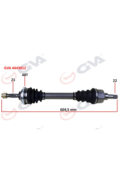GVA Komple Aks Sol Peugeot 206 1.6İ 1998-2006 TU5 ABS Li 48 Diş 604MM