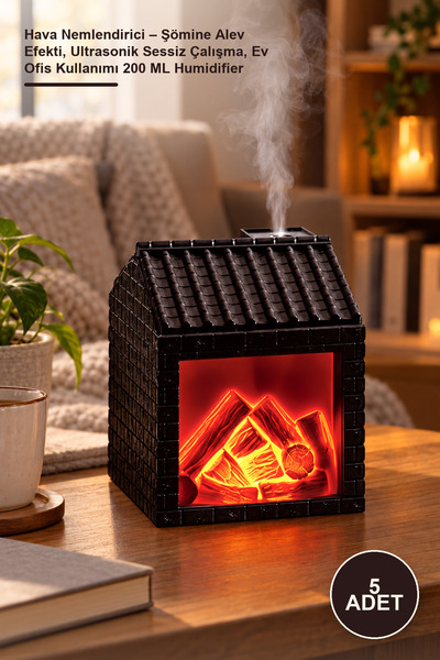 Yenilig 5-pack air humidifier - fireplace flame effect, ultrasonic quiet oper...